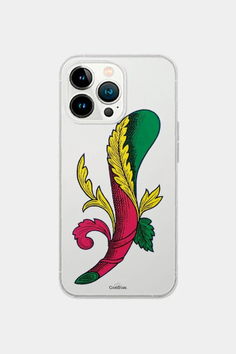 Cover trasparente per iPhone con asso di bastoni delle carte siciliane