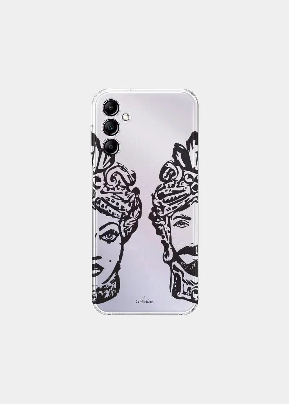 Cover trasparente per Samsung con Teste di Moro siciliane in bianco e nero