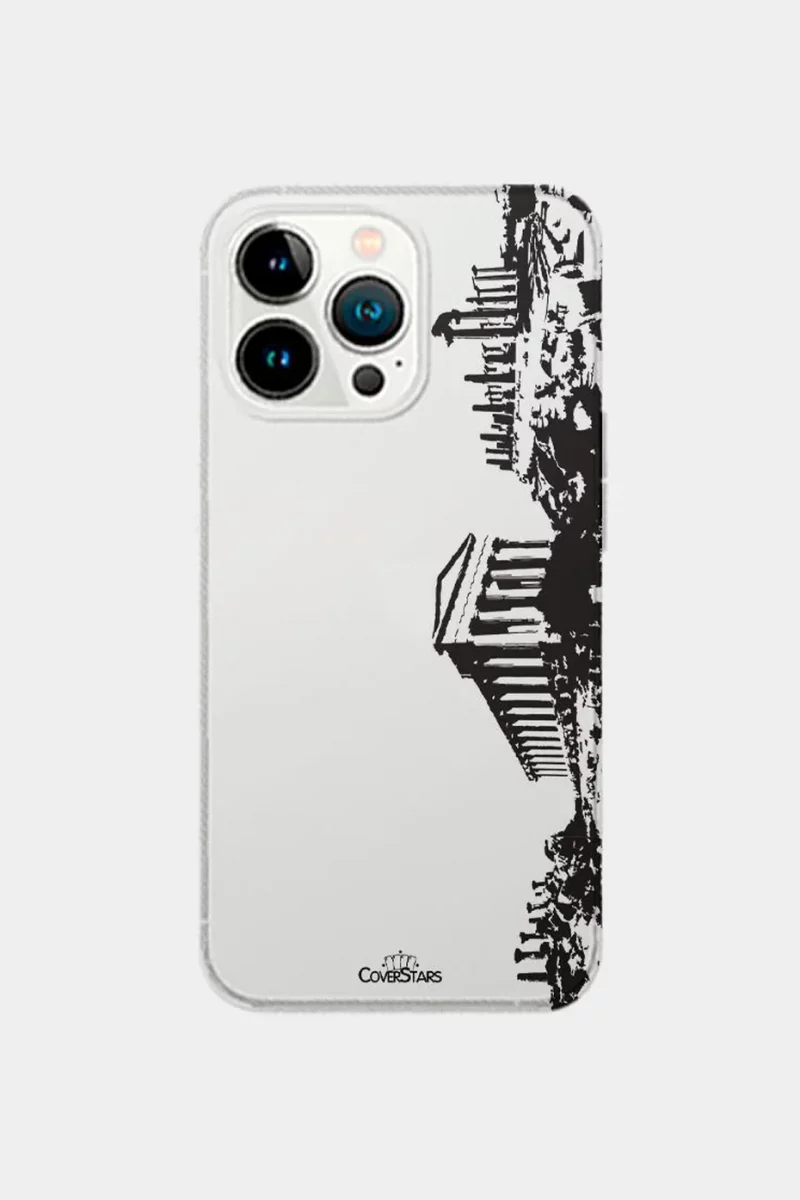 Cover trasparente per iPhone con skyline della Valle dei Templi di Agrigento
