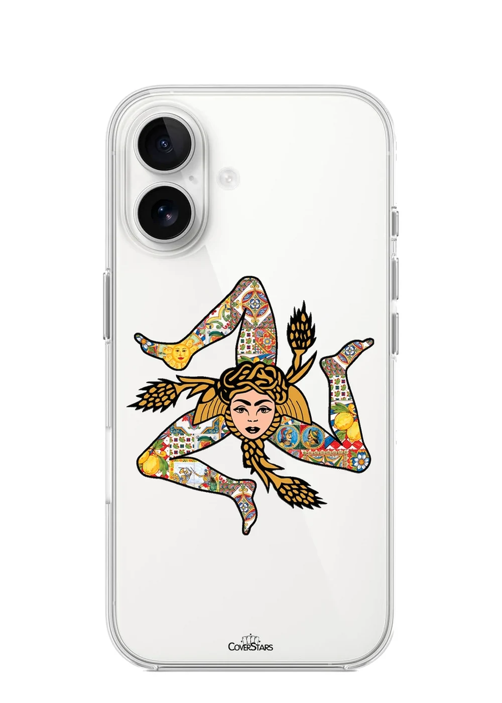 Cover trasparente iPhone 17 con Trinacria siciliana a colori