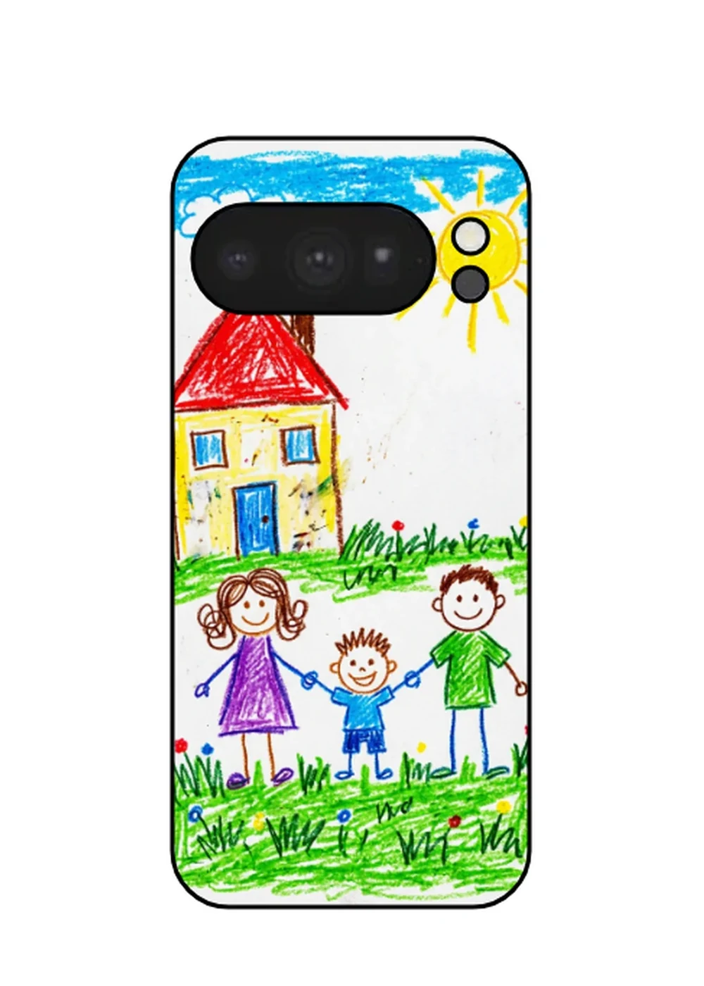 Cover personalizzata Google Pixel 10 Pro con disegno a pastelli di un bambino