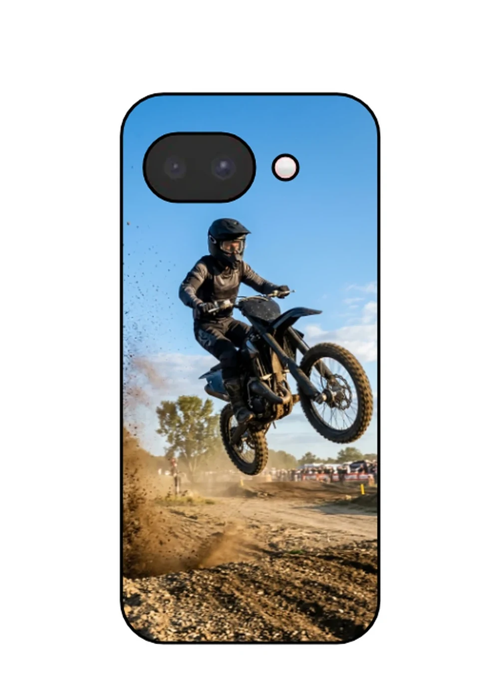 Cover personalizzata Google Pixel 10a con foto di motocross