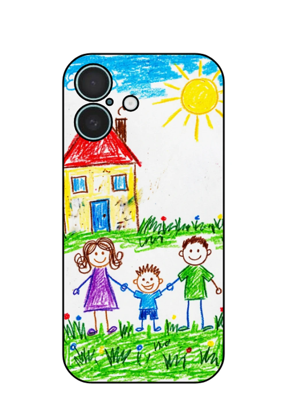 Cover personalizzata per iPhone 16 con disegno di un bambino stampato a colori