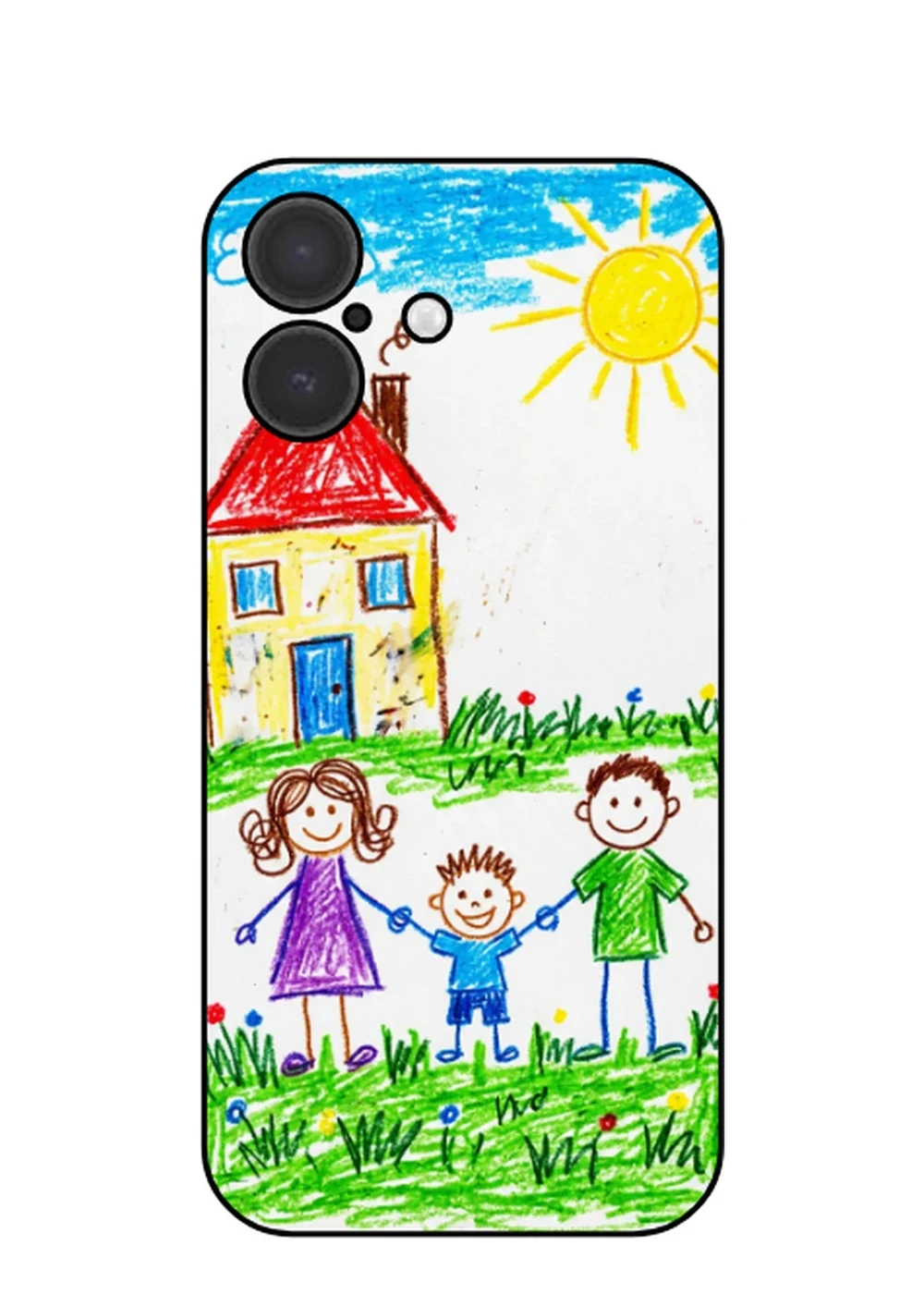 Cover personalizzata iPhone 17 con il disegno a pastelli di un bambino