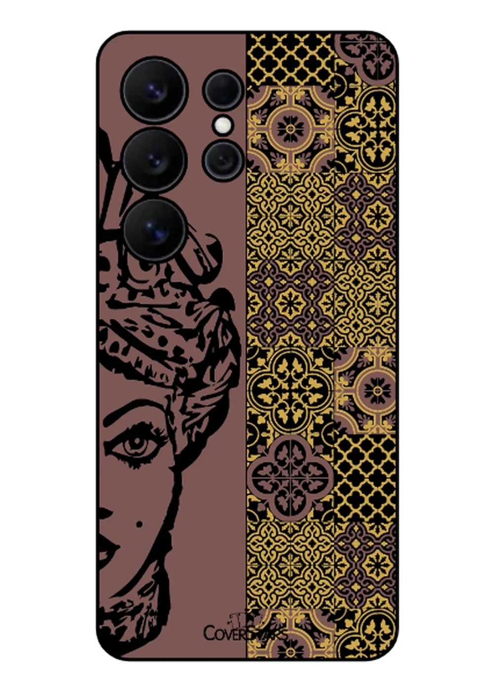 Cover Samsung Galaxy S25 Ultra in TPU con Mora siciliana e maioliche su fondo rosa antico